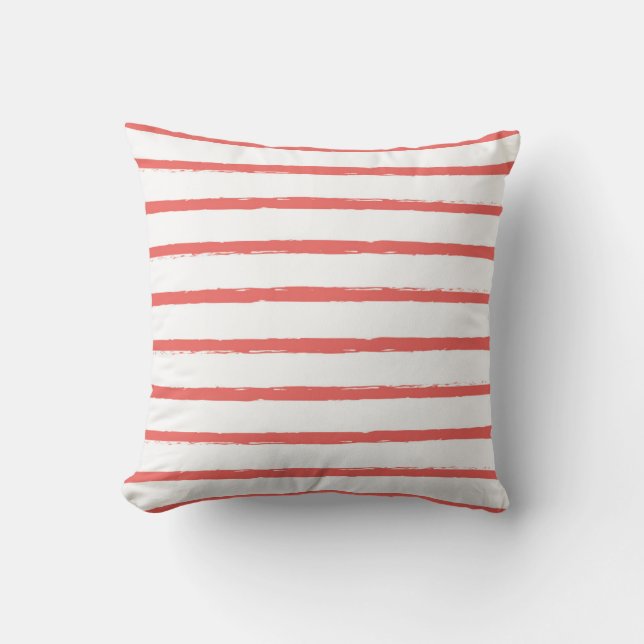 Coussin Lignes texturisées moderne rouge de corail de (Recto)