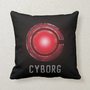Coussin Ligue de Justice Symbole Cyborg brillant