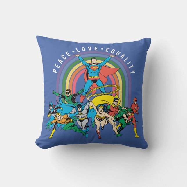 Coussin Ligue de la Justice - Paix, Amour, Égalité (Recto)