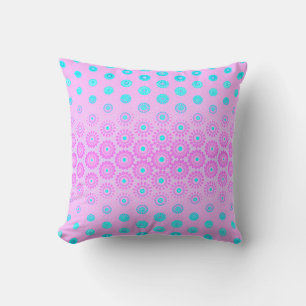 Coussin Lilac, bleu ciel et fleurs roses