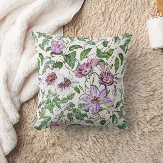 Coussin Lilac Vert Blanc Vintage Fleurs botaniques (Couverture)