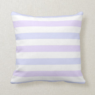 Coussin Lilas en pastel et rayures nautiques bleues