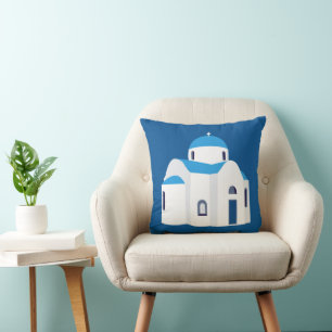 Coussin L'île grecque Santorin Blue Dome