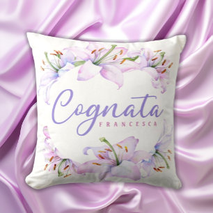 Coussin Lilias roses lavande personnalisées Cognata