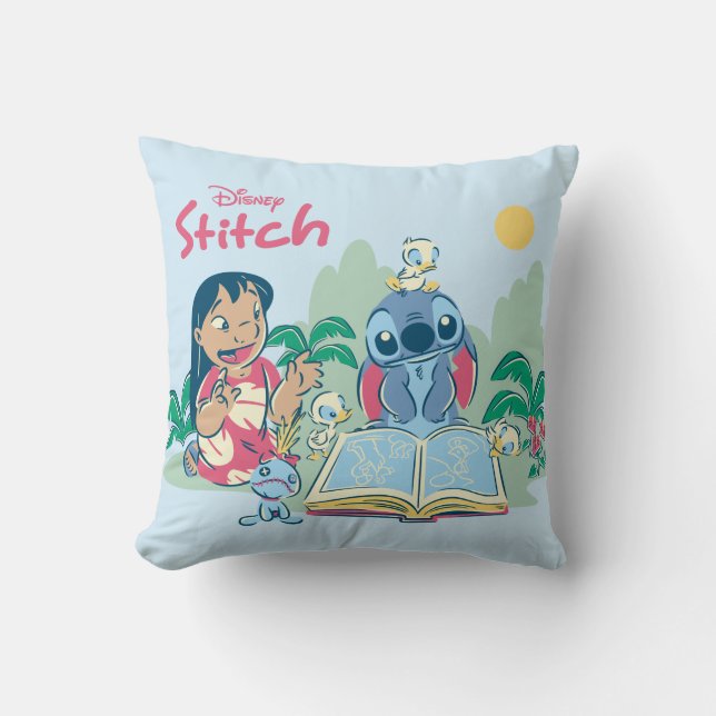 Coussin Lilo et Stitch| Lire le vilain canard (Recto)