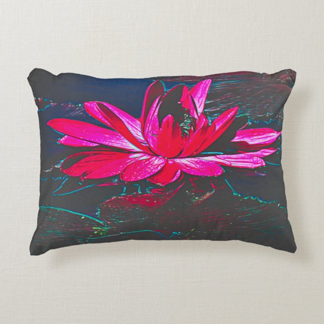 Coussin Lily d'eau rose chaud avec des pots design (Devant)