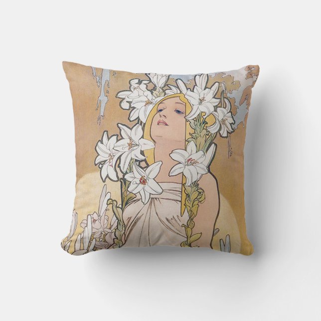 Coussin Lily (Quatre Fleurs), Alphonse Mucha (Recto)