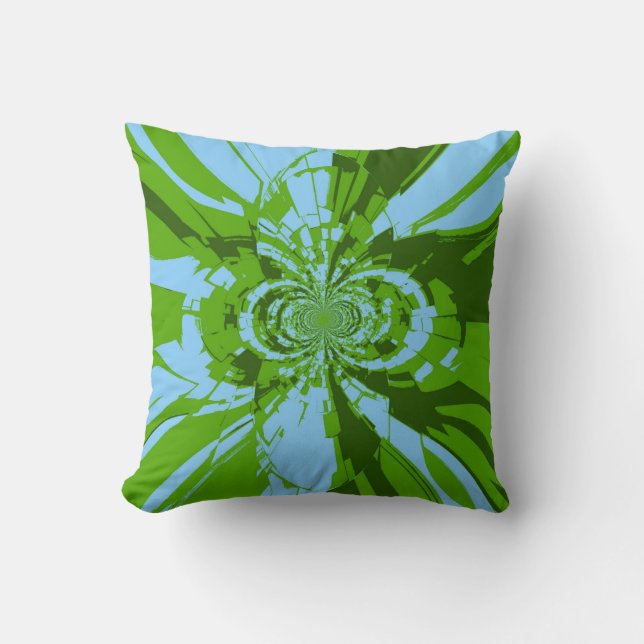 Coussin Lime Vert Bleu Retro Art Abstrait (Recto)