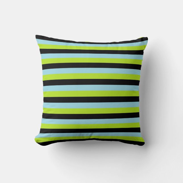 Coussin Lime Vert, noir et bleu pastel (Recto)