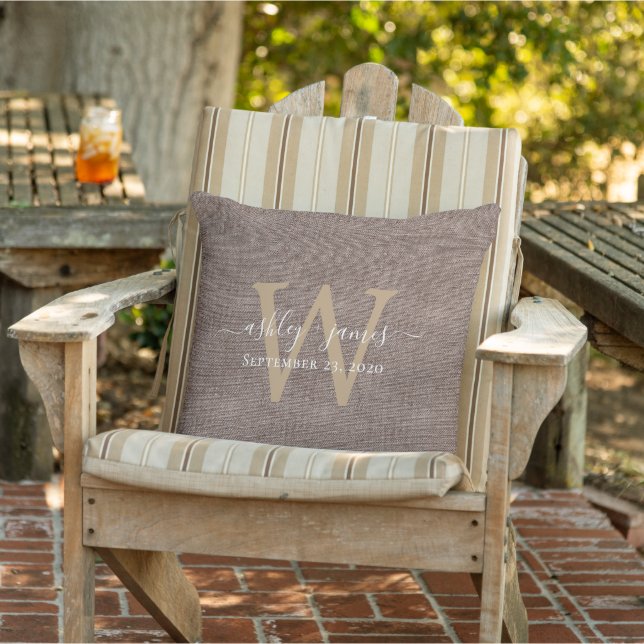 Coussin Linge de café Monogramme Mariage Keepsaké (Chaise)