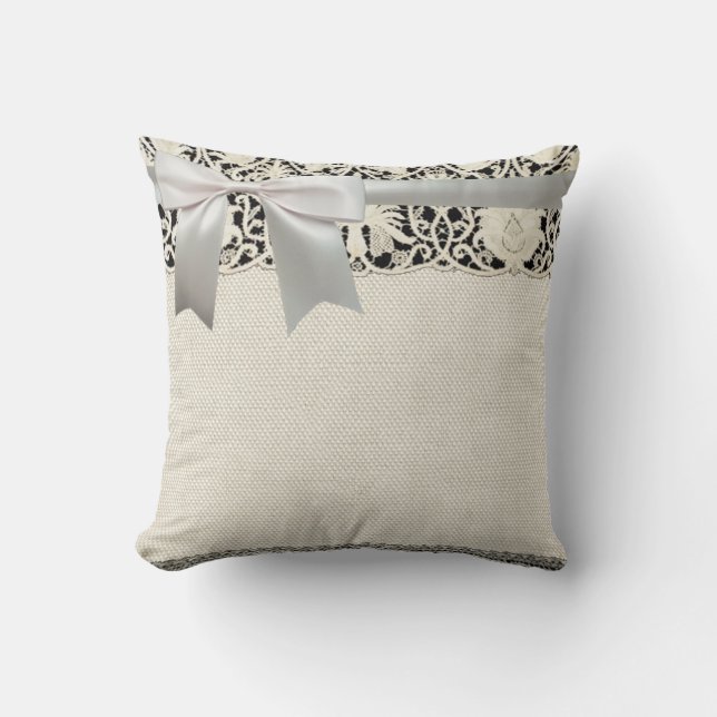 Coussin Linge de dentelle mariage blanc classique jolie (Recto)