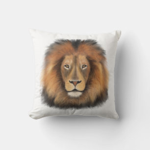 Coussin lion aquarelle Leo roi safari animal jungle chat