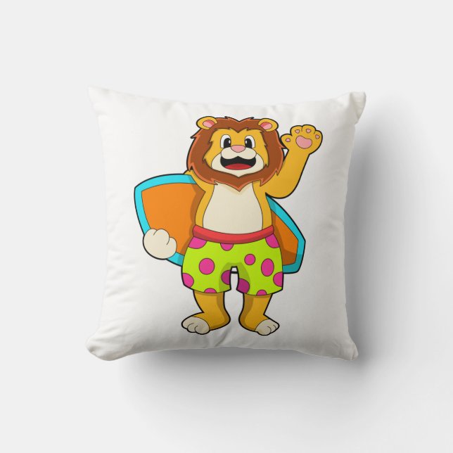 Coussin Lion as Surfer with Surfboard (Recto)