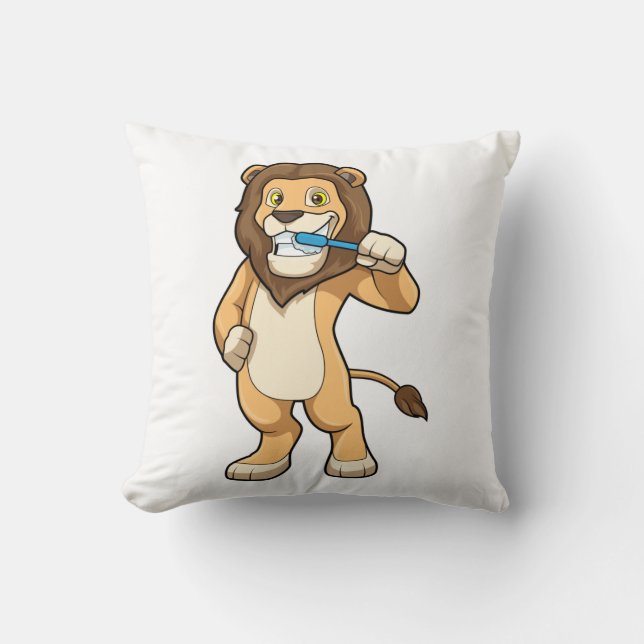 Coussin Lion avec brosse à dents (Recto)
