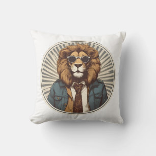 Coussin Lion avec lunettes de soleil