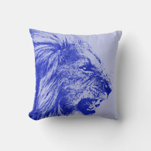 Coussin Lion bleu