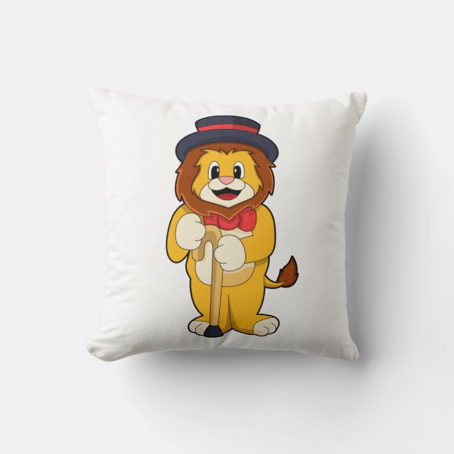 Coussin Lion comme Gentleman avec Casquette (Recto)