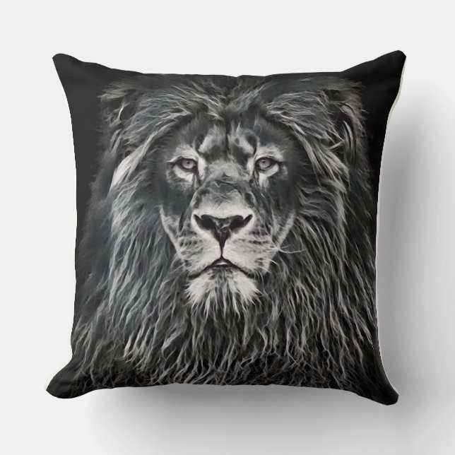 Coussin Lion gris majestueux (Recto)