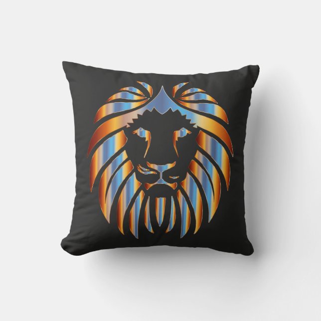 Coussin Lion, Gros Chat, design chromatique, (Recto)