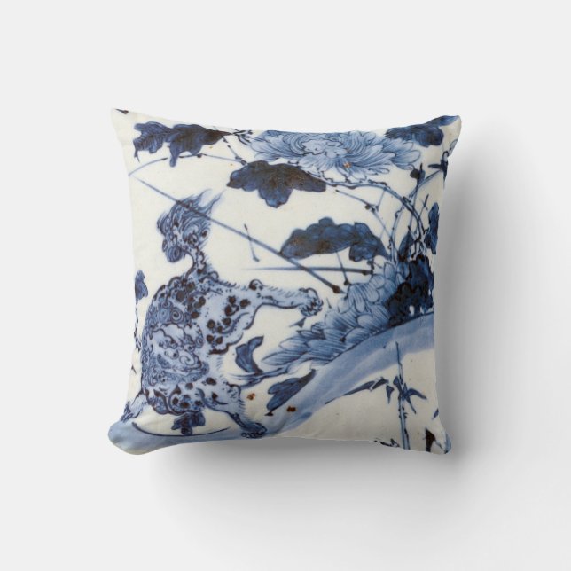 Coussin Lion japonais Vintage et paix (Recto)