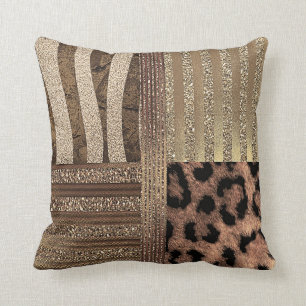 Coussin Lionne Safari Chic Jungle Or Moderne Étincelle