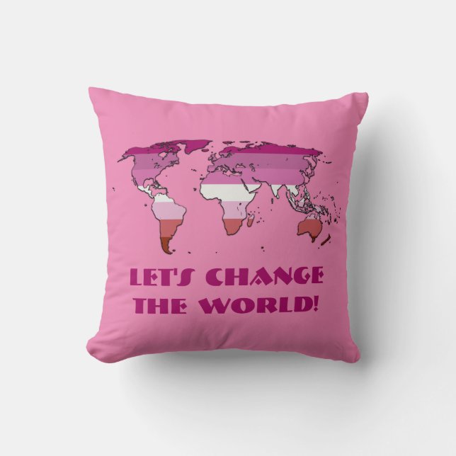 Coussin Lipstick lesbian Pride Map of The World (Recto)