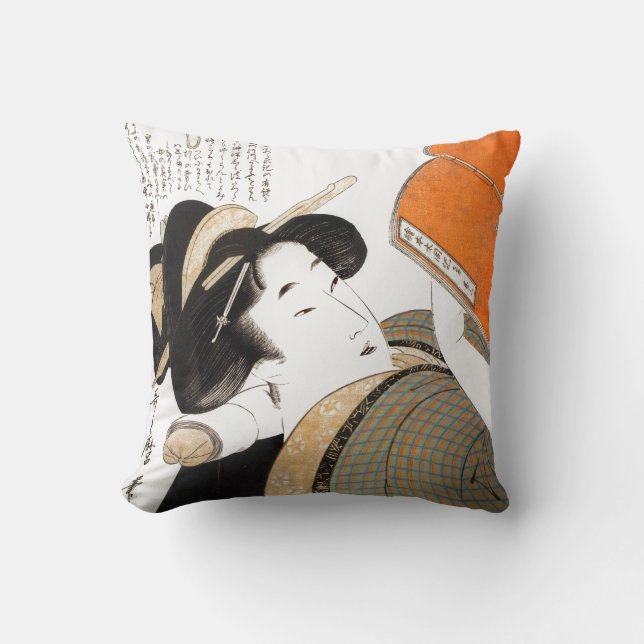 Coussin Lire la femme par Utamaro (Recto)