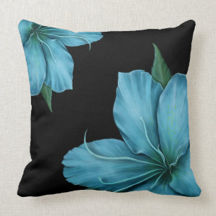 Coussin Lis bleus sur le noir