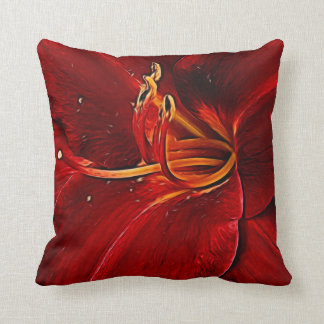Coussin Lis rouge sur le noir