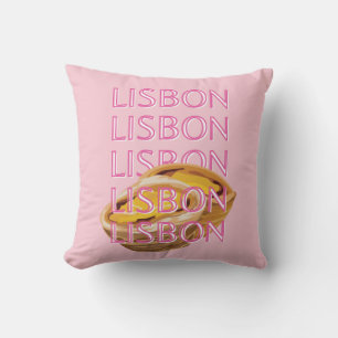 Coussin Lisbonne Travel Art, Portugal, Rose, Preppy