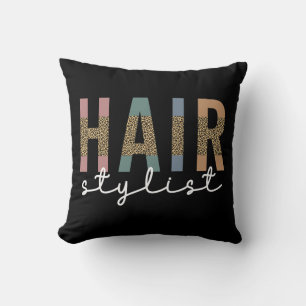 Coussin Liste de cheveux Cheetah Typographie Coiffeur Cade