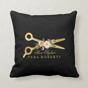 Coussin Liste de cheveux Ciseaux Or Luxe Ciseaux Damask