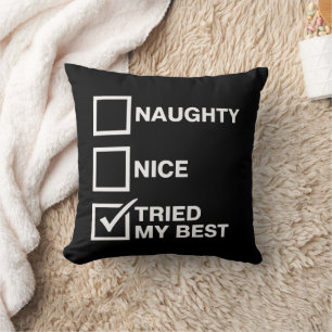 Coussin Liste des gentils et des vilains J'ai essayé de mo