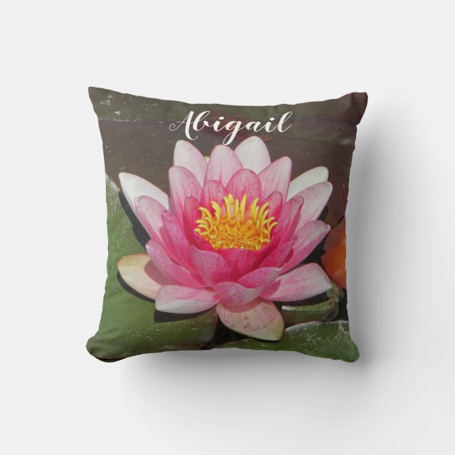 Coussin Lit d'eau rose vibre avec des coussinets de Lily P (Recto)
