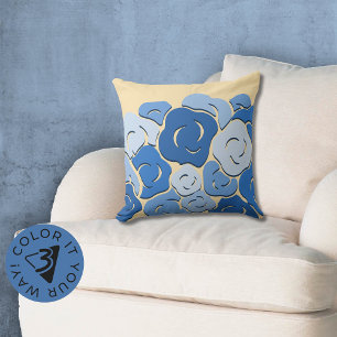 Coussin Lit Fleur Moderne Stylisé Bleu & Jaune