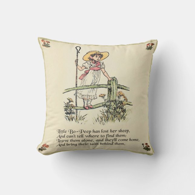 Coussin Little Bo-Peep : Pépinière classique Kate Greenawa (Recto)