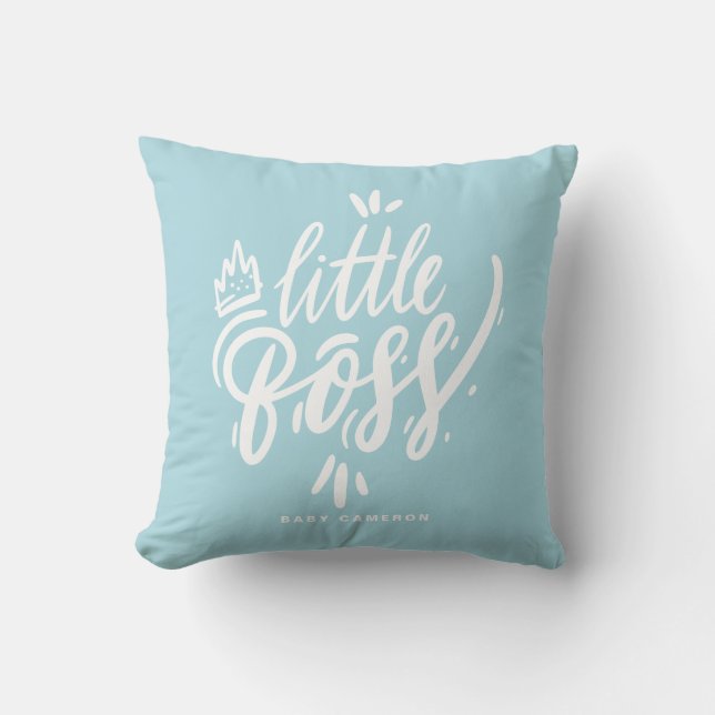 Coussin Little Boss Moderne Calligraphie Aqua Blue (Recto)