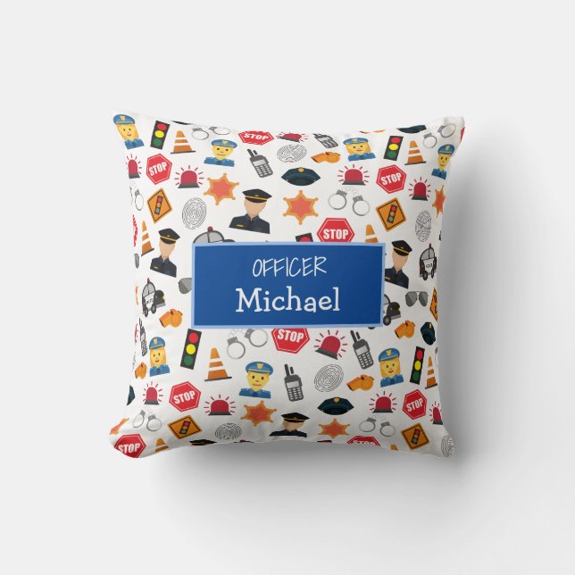 Coussin Little Boys Police Officier Motif Enfants (Recto)