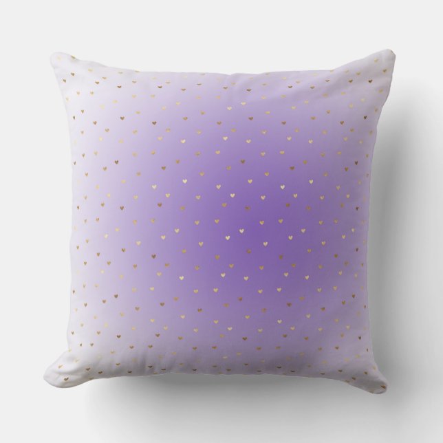 Coussin Little Gold Hearts Purple Ombre (Recto)
