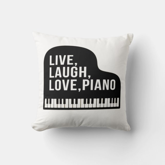 Coussin Live Laugh Love Piano Grand Piano Pianist Quote (Recto)