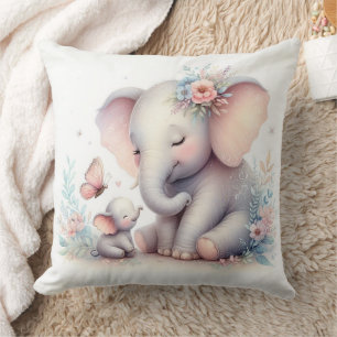Coussin Livre D'Histoire Bois Bébés Éléphant Et Bébé