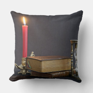 Coussin Livres anciens et sablier