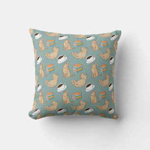Coussin Livres de chats et café