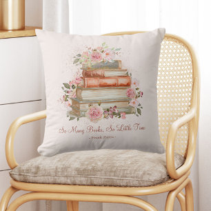 Coussin Livres de citations personnalisées et roses roses 