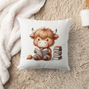 Coussin Livres de lecture Highland Cow