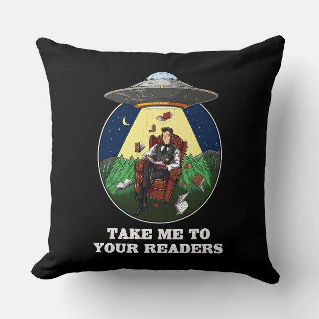Coussin Livres d'enlèvement Alien à vos lecteurs OVNI (Recto)