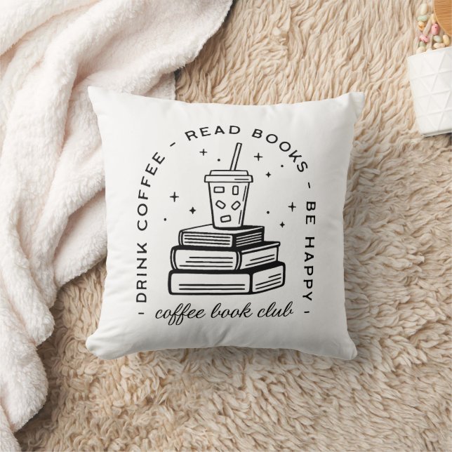 Coussin Livres et café amoureux club citations de livres (Couverture)