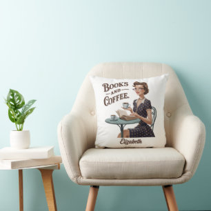 Coussin Livres et livre de café Citation de l'auteur