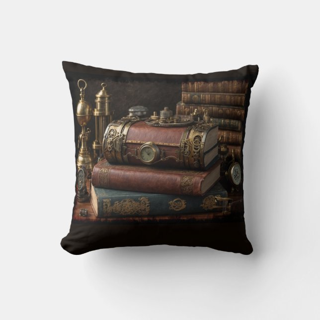 Coussin Livres Vintages Steampunk (Recto)
