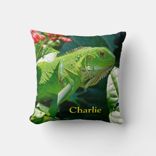 Coussin Lizard vert Iguana personnalisé (Recto)
